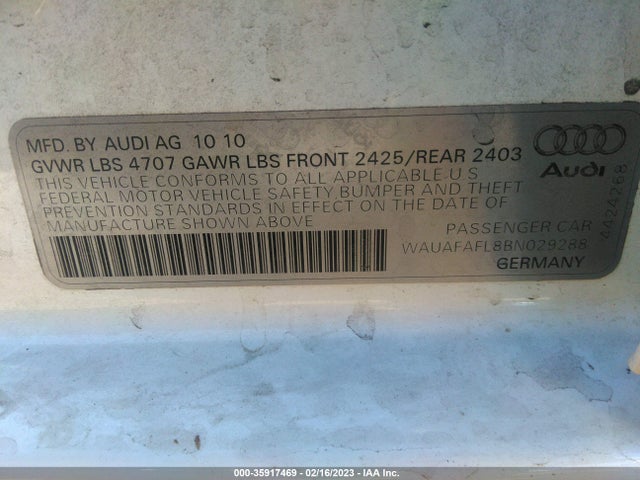 WAUAFAFL8BN029288 Audi A4 2.0t Premium