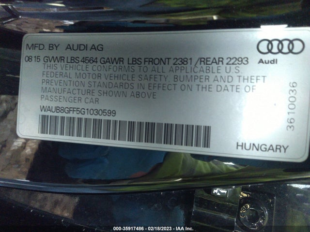 WAUB8GFF5G1030599 Audi A3 2.0t Premium