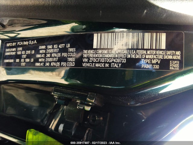 2016 Fiat 500X, VIN: ZFBCFXBT0GP439733