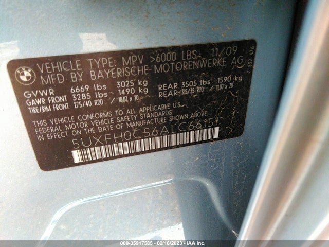 BMW X6 Activehybrid 2010 5UXFH0C56ALC66151 Image 9