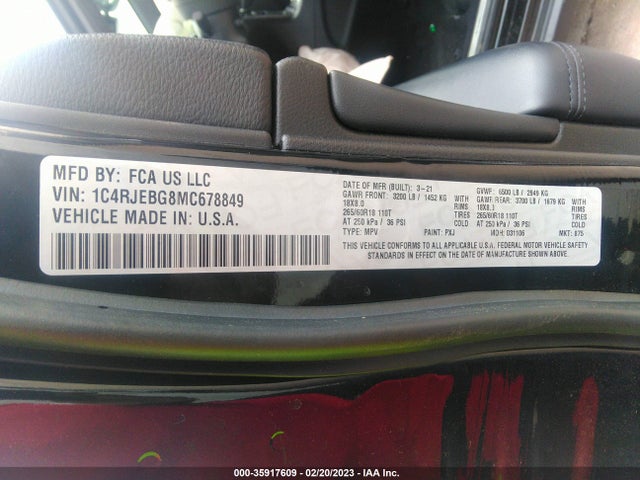 2021 Jeep Grand Cherokee, VIN: 1C4RJEBG8MC678849