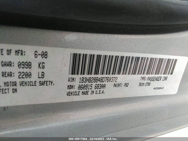 Dodge CALIBER SE 2008 1B3HB28B48D760372 Image 10