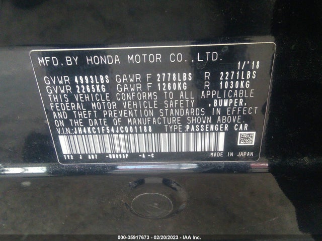 2018 Acura RLX, VIN: JH4KC1F54JC001188