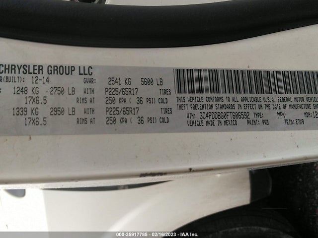 Dodge Journey Sxt 2015 3C4PDDBG0FT606592 Image 9