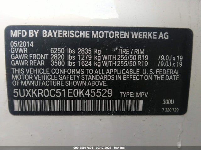 BMW X5 Xdrive35i 2014 5UXKR0C51E0K45529 Image 9