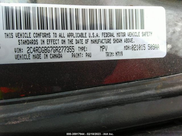 2C4RDGBG7GR277355 Dodge Grand Caravan Se Plus
