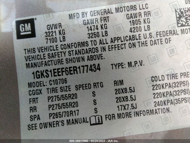 1GKS1EEF6ER177434 GMC YUKON DENALI
