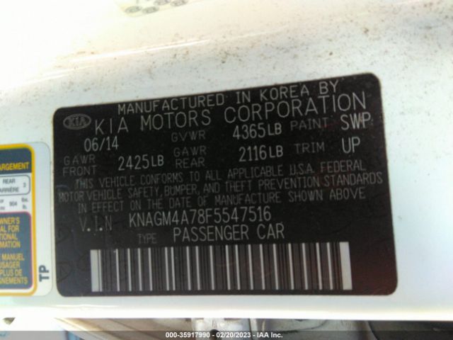 KNAGM4A78F5547516 KIA Optima Lx