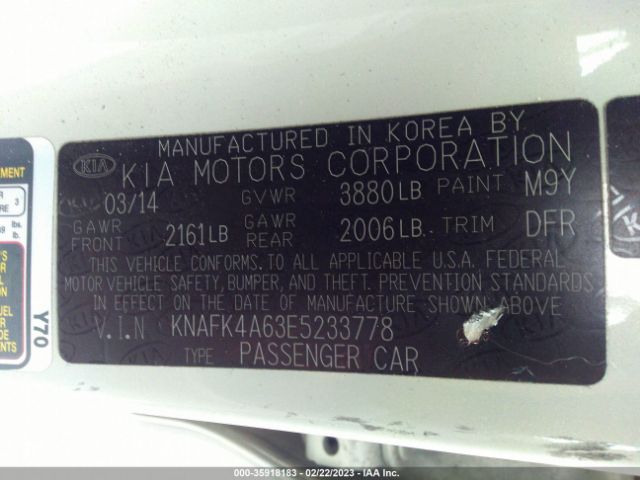 KNAFK4A63E5233778 KIA FORTE LX