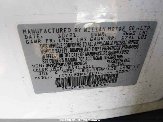2021 Nissan Kicks, VIN: 3N1CP5BV7ML552654