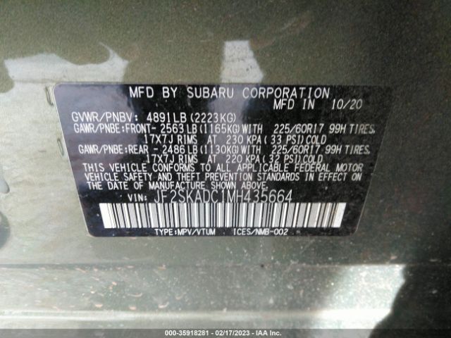 JF2SKADC1MH435664 Subaru Forester