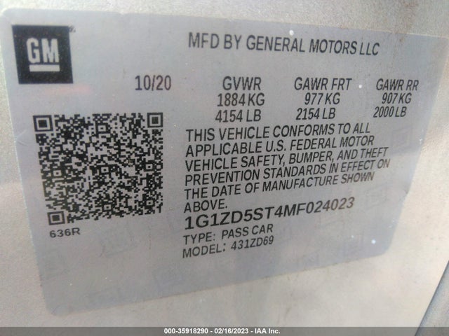 Chevrolet MALIBU LT 2021 1G1ZD5ST4MF024023 Image 9