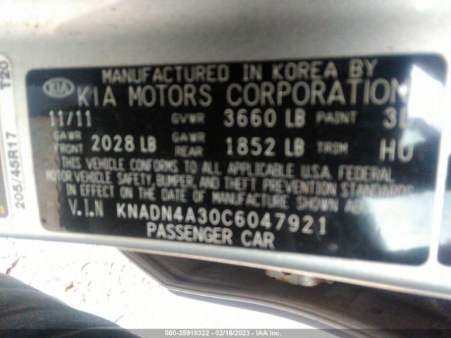 KNADN4A30C6047921 KIA Rio Sx