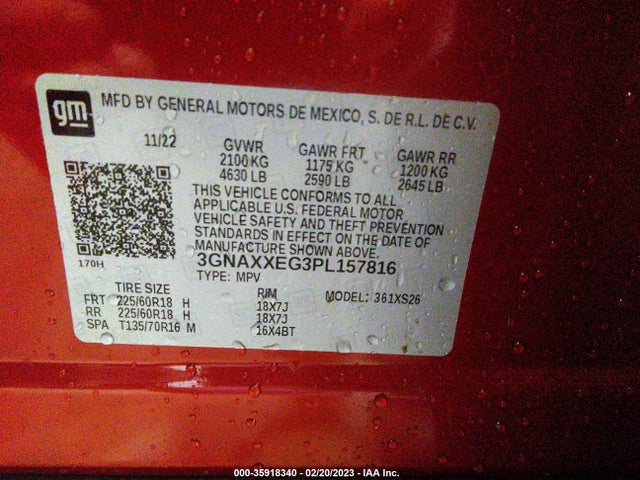 Chevrolet Equinox Premier 2023 3GNAXXEG3PL157816 Image 9