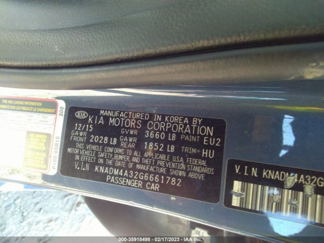 KNADM4A32G6661782 KIA RIO LX