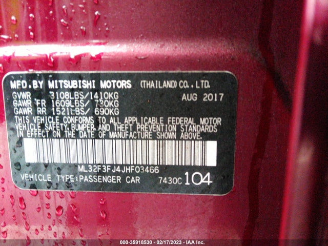 ML32F3FJ4JHF03466 Mitsubishi Mirage G4 Es