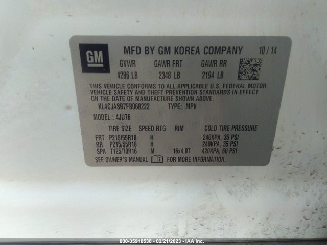 Buick Encore 2015 KL4CJASB7FB068222 Image 11
