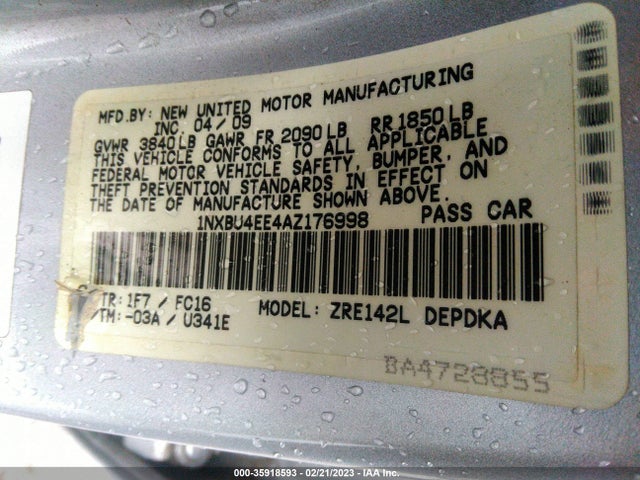 Toyota Corolla 2010 1NXBU4EE4AZ176998 Image 10
