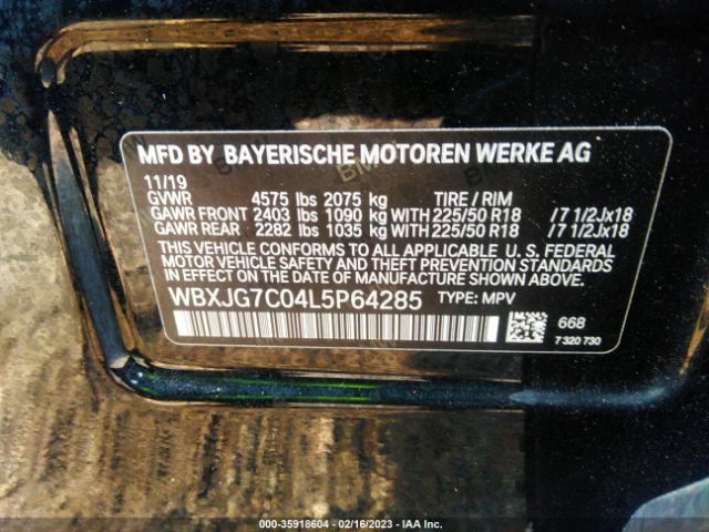 WBXJG7C04L5P64285 BMW X1 Sdrive28i