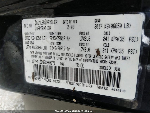 Dodge Ram 1500 St/slt 2003 1D7HA18D83S260271 Image 10