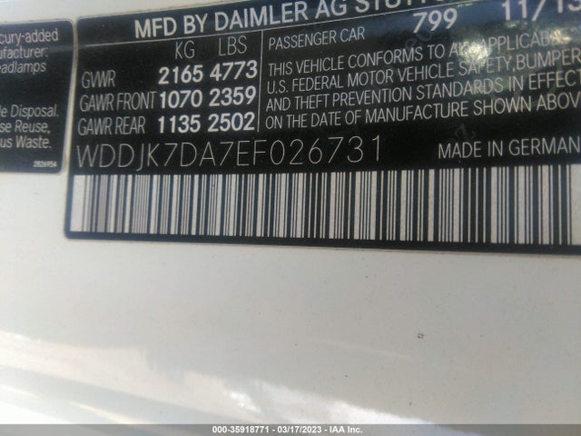 2014 Mercedes-Benz SL-Class, VIN: WDDJK7DA7EF026731