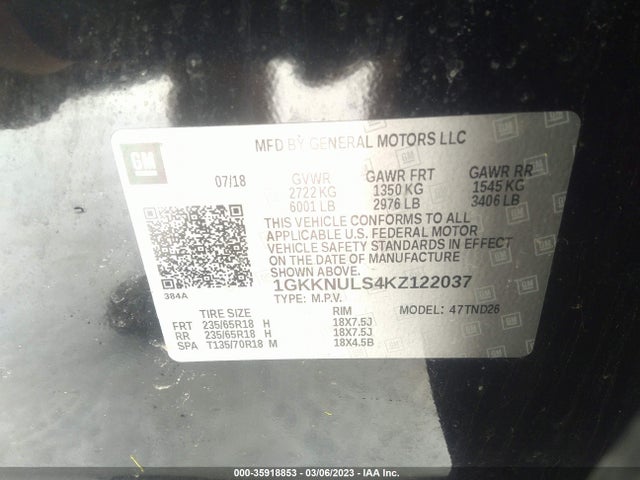 GMC ACADIA SLT 2019 1GKKNULS4KZ122037 Image 9