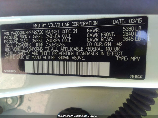 Volvo XC60 2015 YV4902RK8F2749730 Image 10