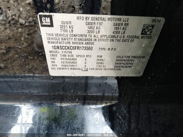 Chevrolet Tahoe Ltz 2015 1GNSCCKC6FR173560 Image 9