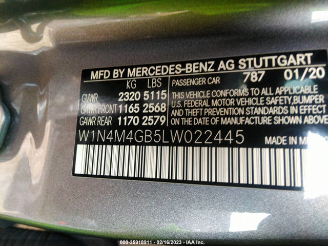 2020 Mercedes-Benz GLB-Class, VIN: W1N4M4GB5LW022445