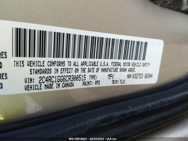 2C4RC1GG6CR300515 Chrysler Town & Country Limited