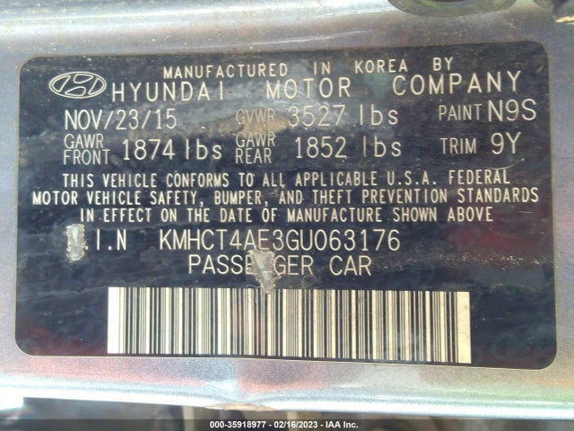 Hyundai ACCENT SE 2016 KMHCT4AE3GU063176 Image 10