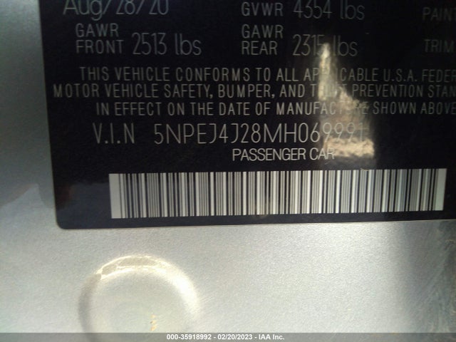 Hyundai Sonata Sel Plus 2021 5NPEJ4J28MH069991 Image 9