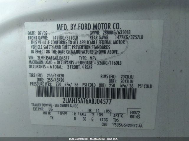 2LMHJ5AT6ABJ04577 Lincoln MKT