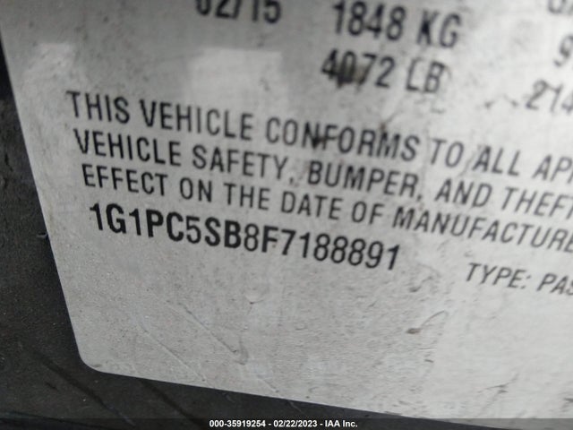 Chevrolet CRUZE LT 2015 1G1PC5SB8F7188891 Image 10