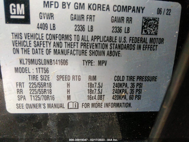 Chevrolet Trailblazer Rs 2022 KL79MUSL0NB141606 Image 9