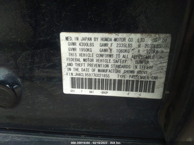 JH4CL95977C021855 Acura Tsx Navi