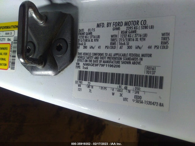 2015 Ford Transit Connect, VIN: NM0GE9F79F1196206