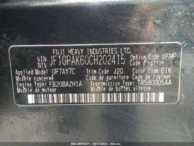JF1GPAK60CH202415 Subaru Impreza Wagon 2.0i Limited