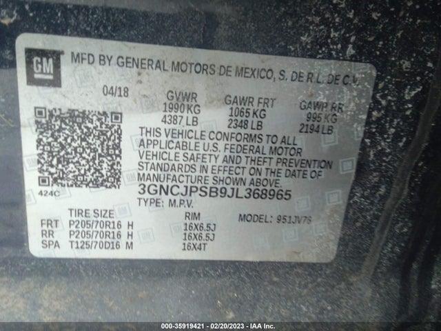 Chevrolet Trax Lt 2018 3GNCJPSB9JL368965 Image 10
