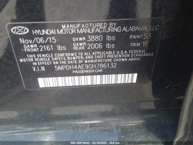 Hyundai ELANTRA SE 2016 5NPDH4AE9GH786132 Image 10