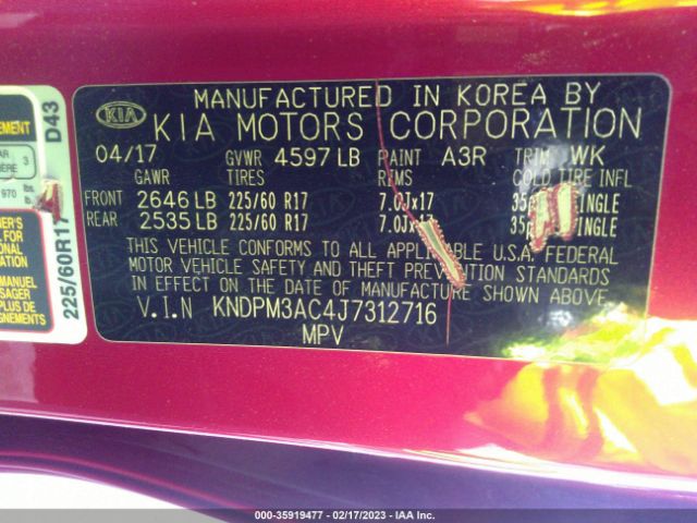 KNDPM3AC4J7312716 KIA Sportage Lx