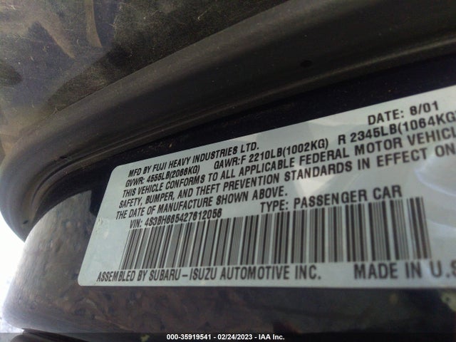 Subaru Legacy Wagon Outback 2002 4S3BH665427612056 Image 10