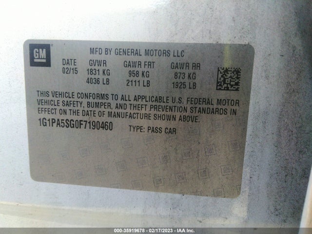 Chevrolet CRUZE LS 2015 1G1PA5SG0F7190460 Image 10