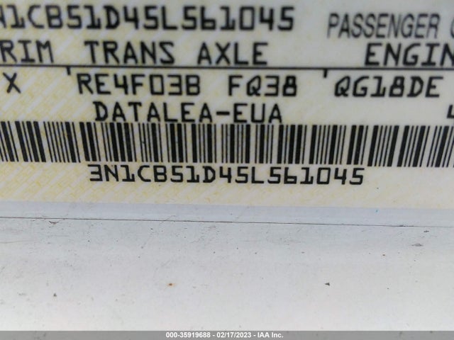 2005 NISSAN SENTRA 1.8 S VIN: 3N1CB51D45L561045