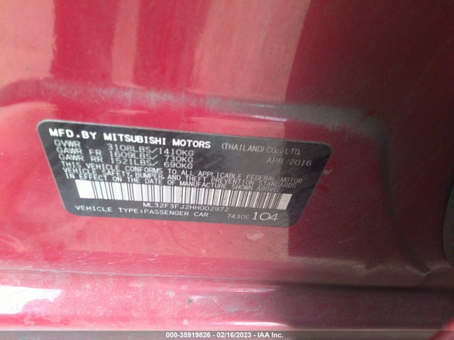 ML32F3FJ2HH002972 Mitsubishi Mirage G4 Es