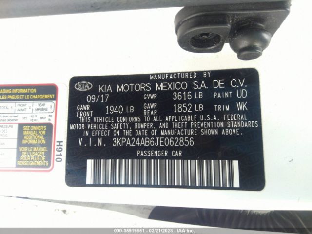 3KPA24AB6JE062856 KIA RIO S