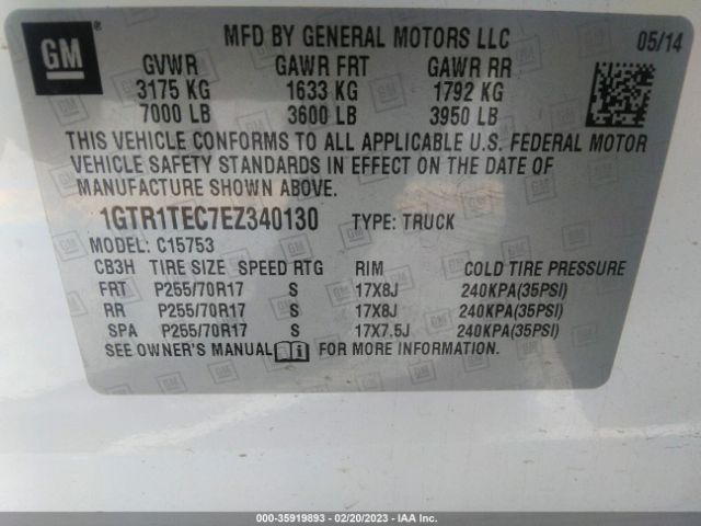 1GTR1TEC7EZ340130 GMC SIERRA 1500