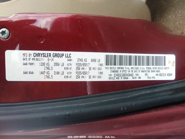 Dodge Grand Caravan Sxt 2014 2C4RDGCG8ER430465 Image 9