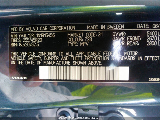2022 Volvo XC60, VIN: YV4L12RL1N1915456