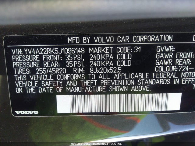 2018 Volvo XC60, VIN: YV4A22RK5J1096148